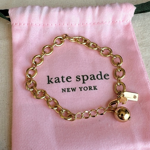 Kate Spade Set of 3 Bangles Bracelets Gold Tone with Dust Bag - Picture 11 of 16
